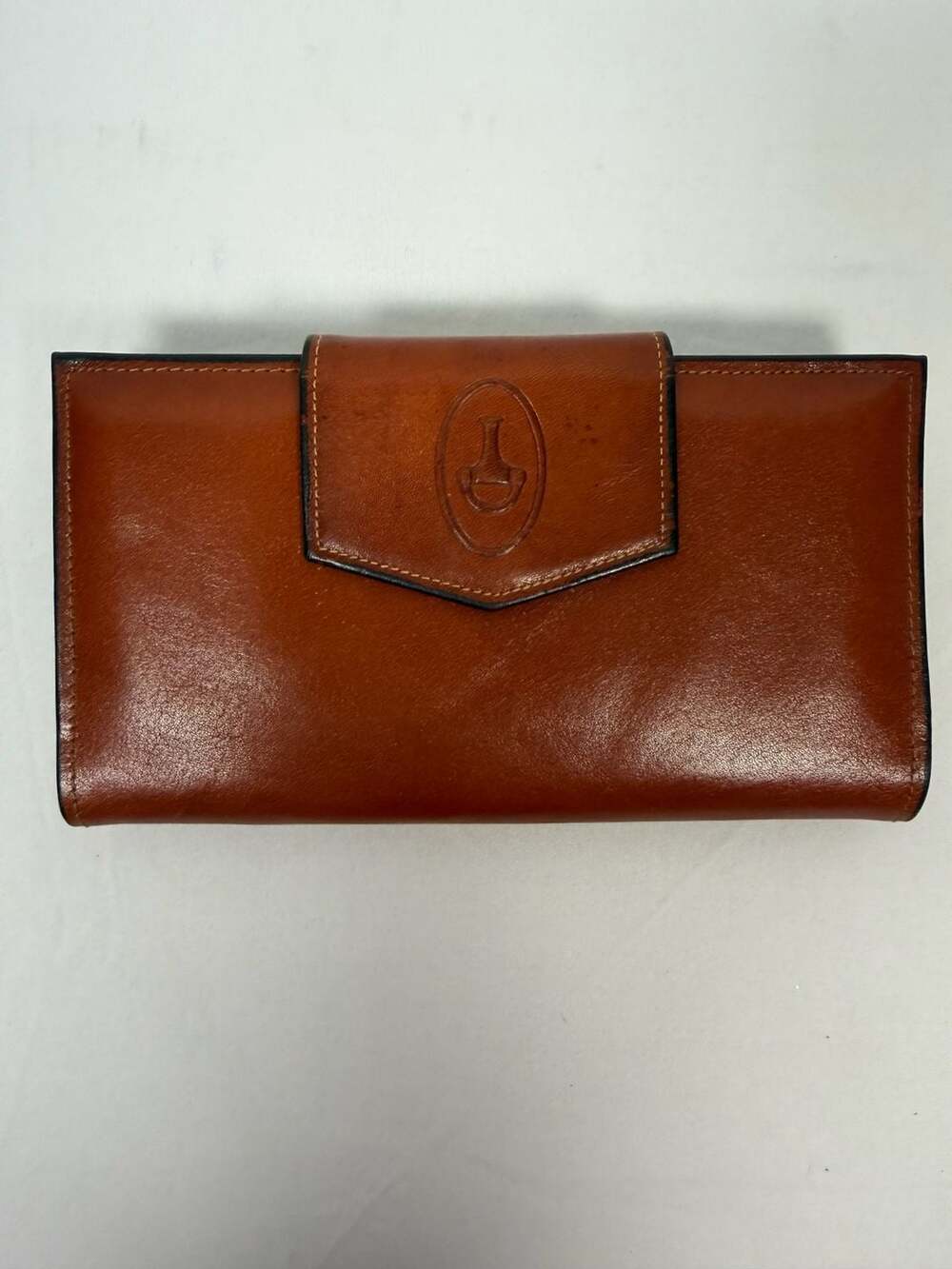 Capri Glove Cowhide Vtg Brown Leather Checkbook Clutch Wallet